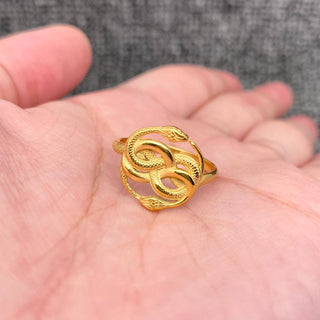 Double Snake Winding Gold Plated Stainless Steel Ring