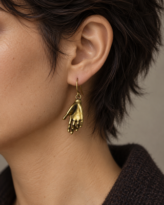 Brass Open Hand Earrings