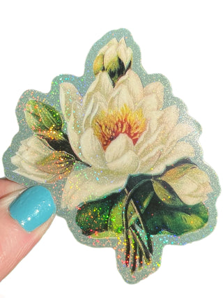 White Lotus Flower Sticker - 3 Inch