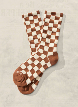 Slate & Cream Checkerboard - Kids Socks