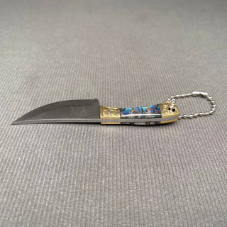 Abalone Shell Inlay Mini Knife with Protective Cover