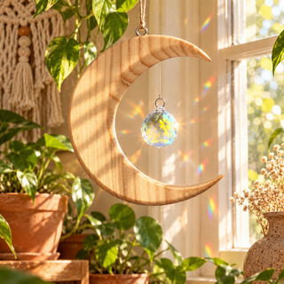 Carved Crescent Moon Suncatcher