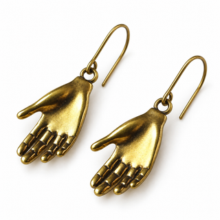 Brass Open Hand Earrings