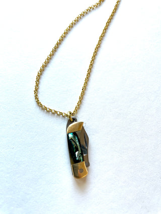 Mini Pocket Knife Necklace in Brass or Silver