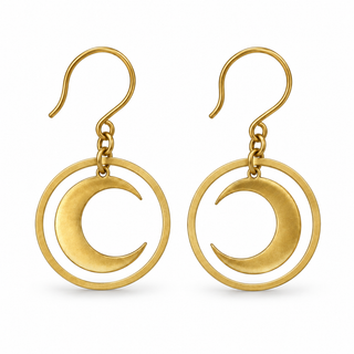 Crescent Moon in Hoop Earrings