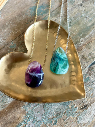Rainbow Fluorite Pendant Necklace