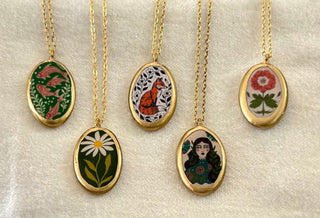 Delicate Vintage Style Brass Pendant Necklace