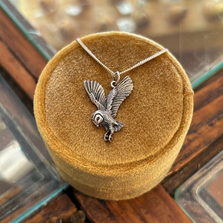 Sterling Owl in Flight Pendant