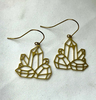 Brass Crystal Cluster Earrings