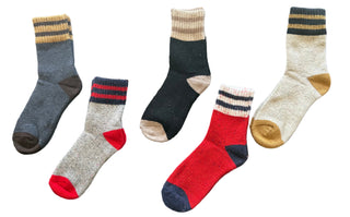 Cozy Knit Colorblock Socks w/ Retro Stripe