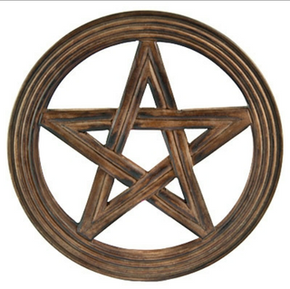 Carved Wood Pentacle Wall Hanging