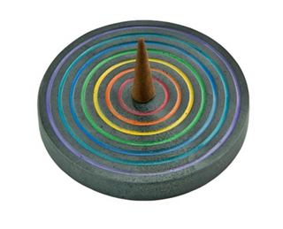 Rainbow Chakra Soapstone Incense Burner for Stick or Cone Incense