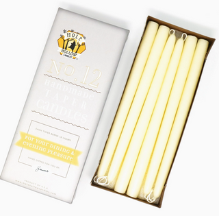 Unscented Hand Dipped Taper Candles 12"
