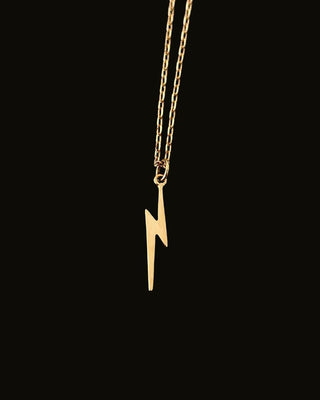 Bronze Minimalist Lightning Bolt Pendant Necklace