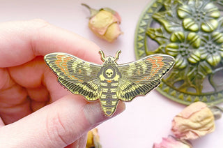 Death's Head Hawkmoth (Acherontia lachesis) Enamel Pin: Locking Pin Back