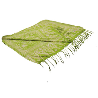 Handmade Batik Scarf - Spotted Green Flowers