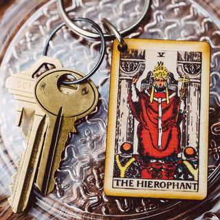 The Hierophant  Wooden Keychain