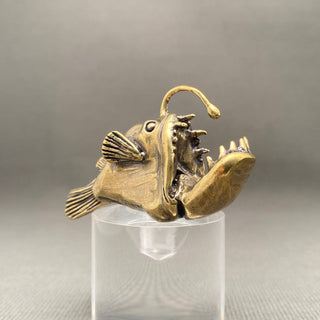 Vintage-Style Brass Lantern Fish Desktop Figurine