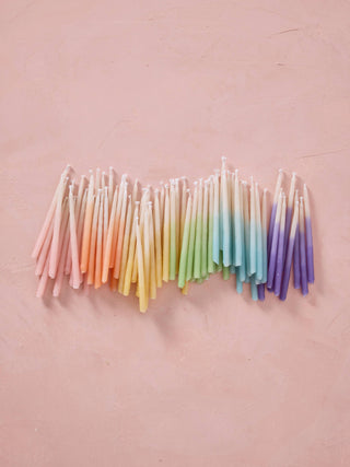 Short Rainbow Ombré Hand-dipped Beeswax Party Candles