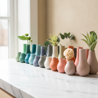 Miniature Concrete Bud Vases | Teal