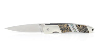 Gemstone Exotics 4" Linerlock Knife - Single: Obsidian/Abalone/Bronze