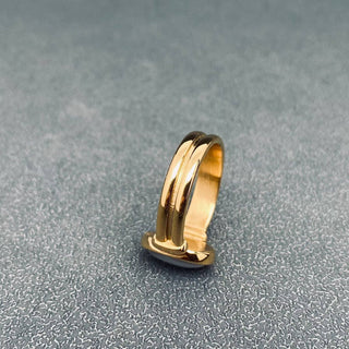 Oval Shell Inlay 18K Gold-Plated Ring