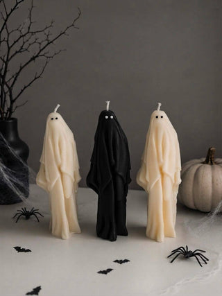 Ghost Candle, Halloween Decor: Black / Unscented