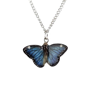 Blue Morpho Butterfly Pendant Necklace