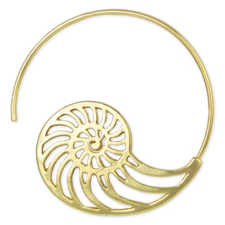 Spiral Gold Shell Hoop Earrings