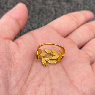 Abalone Shell Leaf 18K Gold-Plated Adjustable Ring