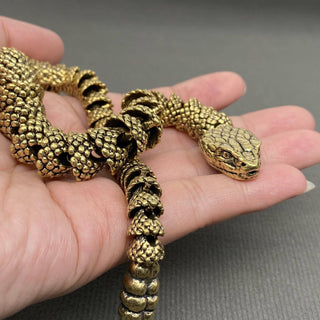 Movable Brass Rattlesnake Desktop Figurine
