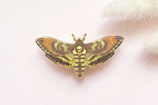 Death's Head Hawkmoth (Acherontia lachesis) Enamel Pin: Locking Pin Back