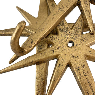 Antique Gold Cast Iron Atomic Starburst Wall Hook