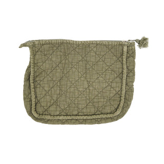 Soft Cotton Quilted Cosmetic Bag: Slate / 9"x7"