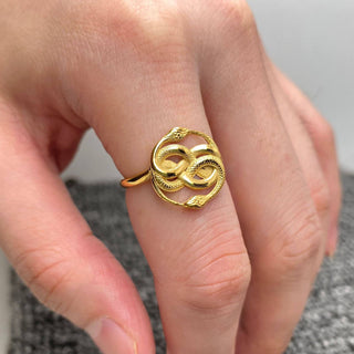 Double Snake Winding Gold Plated Stainless Steel Ring
