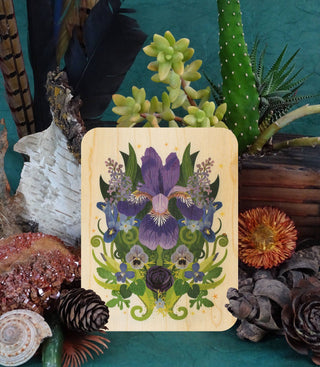 Iris & Ladybug Wood Greeting Card