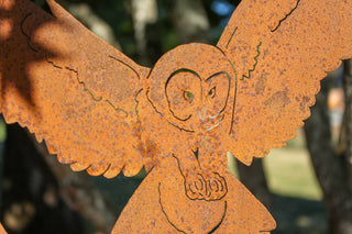 Swooping Barn Owl Hanging Ring - Metal Garden Yard Home Art