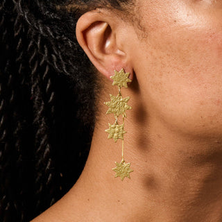 Star Shower Post Brass Earrings
