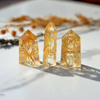 Mini Floral Crystal Tower Obelisk - Lavender Stalk