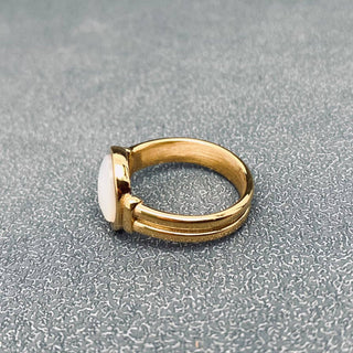 Oval Shell Inlay 18K Gold-Plated Ring