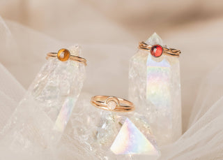 Moonstone Arc Stacking Sun Ring -  14k Gold-Filled