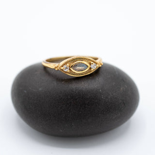 Gold Plated Labradorite & Zircon Ring