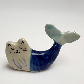 Handmade Ceramic Cat Mermaid Figurine