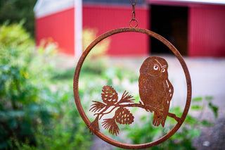 Saw-Whet Owl Ring - Metal Silhouette Garden Yard Home Art