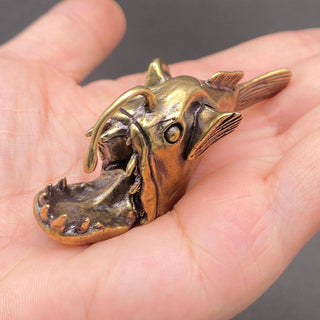 Vintage-Style Brass Lantern Fish Desktop Figurine