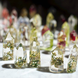 Mini Floral Crystal Tower Obelisk - Lavender Stalk
