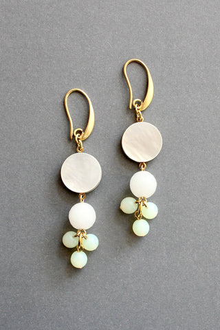 Mother-of-Pearl and Glass Cluster Earrings