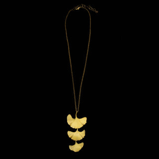 Ginkgo Large 3 Drop Pendant on 16" Adjustable Chain Necklace