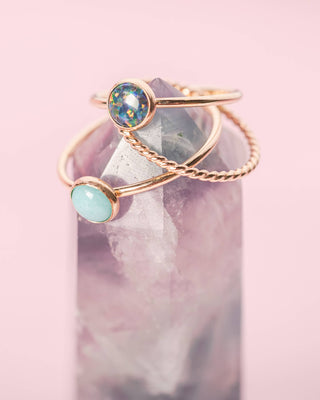 Amazonite Blue Stone Round Bezel Ring - Sterling Silver