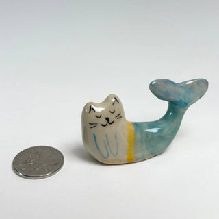 Handmade Ceramic Cat Mermaid Figurine